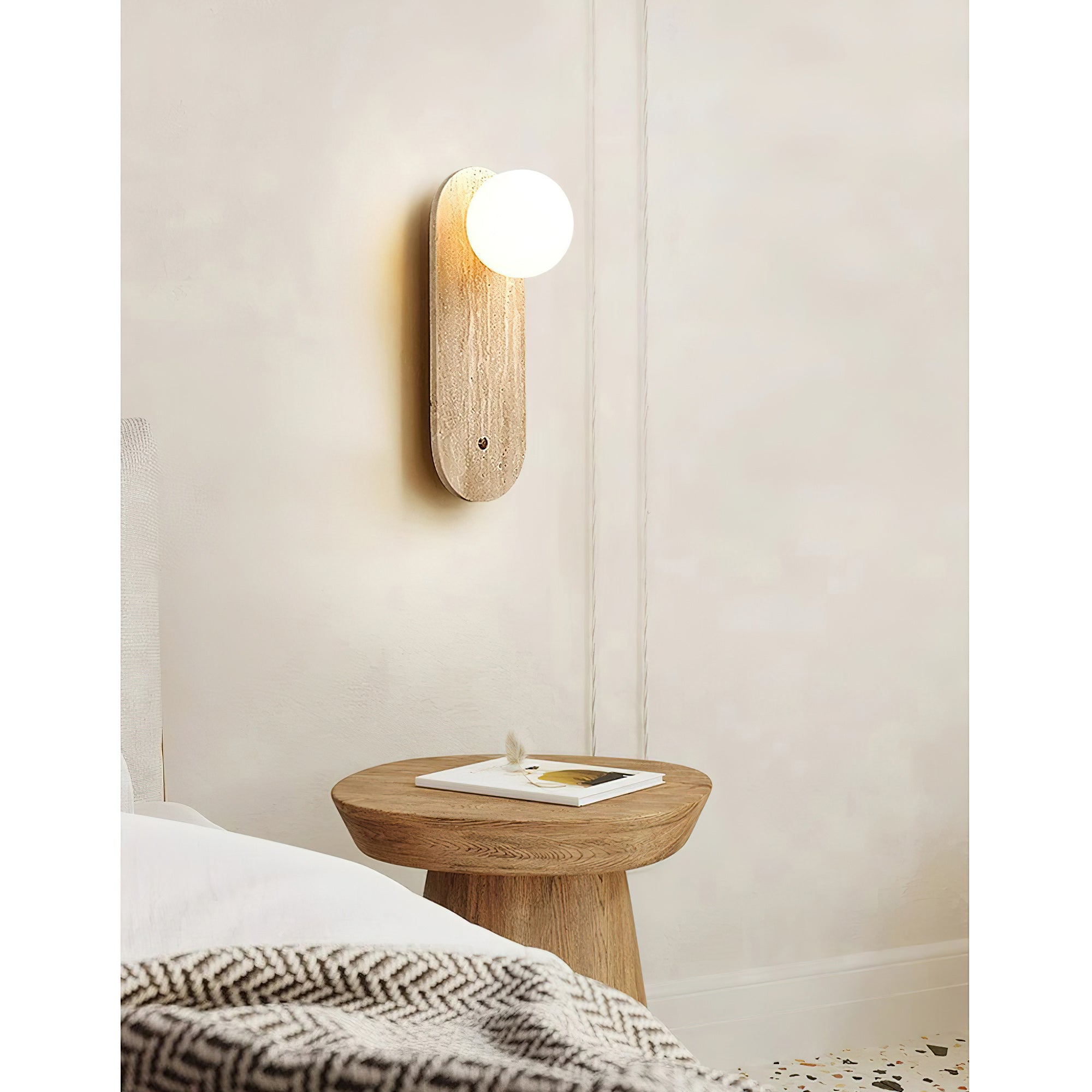 Freyza | Zeshaen Travertine Glass Glass Wall Light – Bedroom Hallway