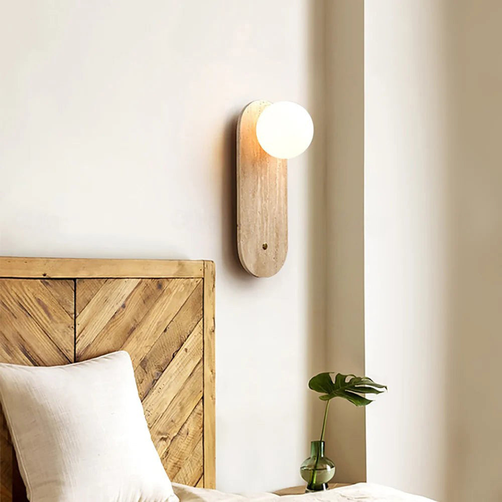 Freyza | Zeshaen Travertine Glass Glass Wall Light – Bedroom Hallway