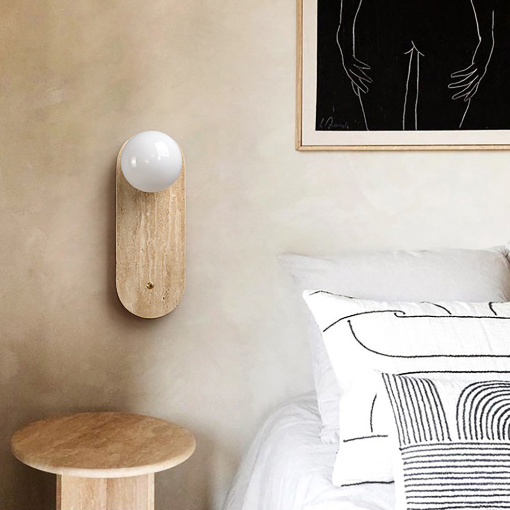 Freyza | Zeshaen Travertine Glass Glass Wall Light – Bedroom Hallway