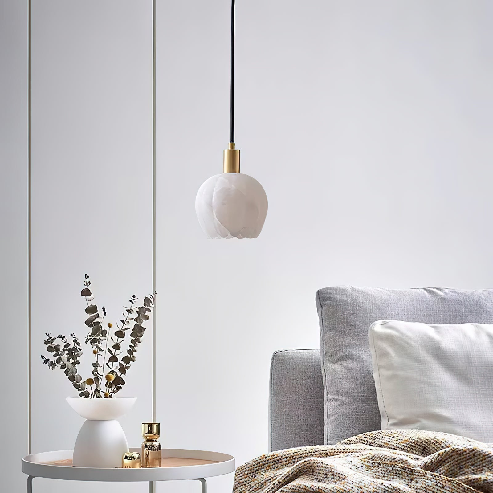 Freyza | Olraeos Brass Alabaster Brass Pendant Light – Kitchen Dining Room