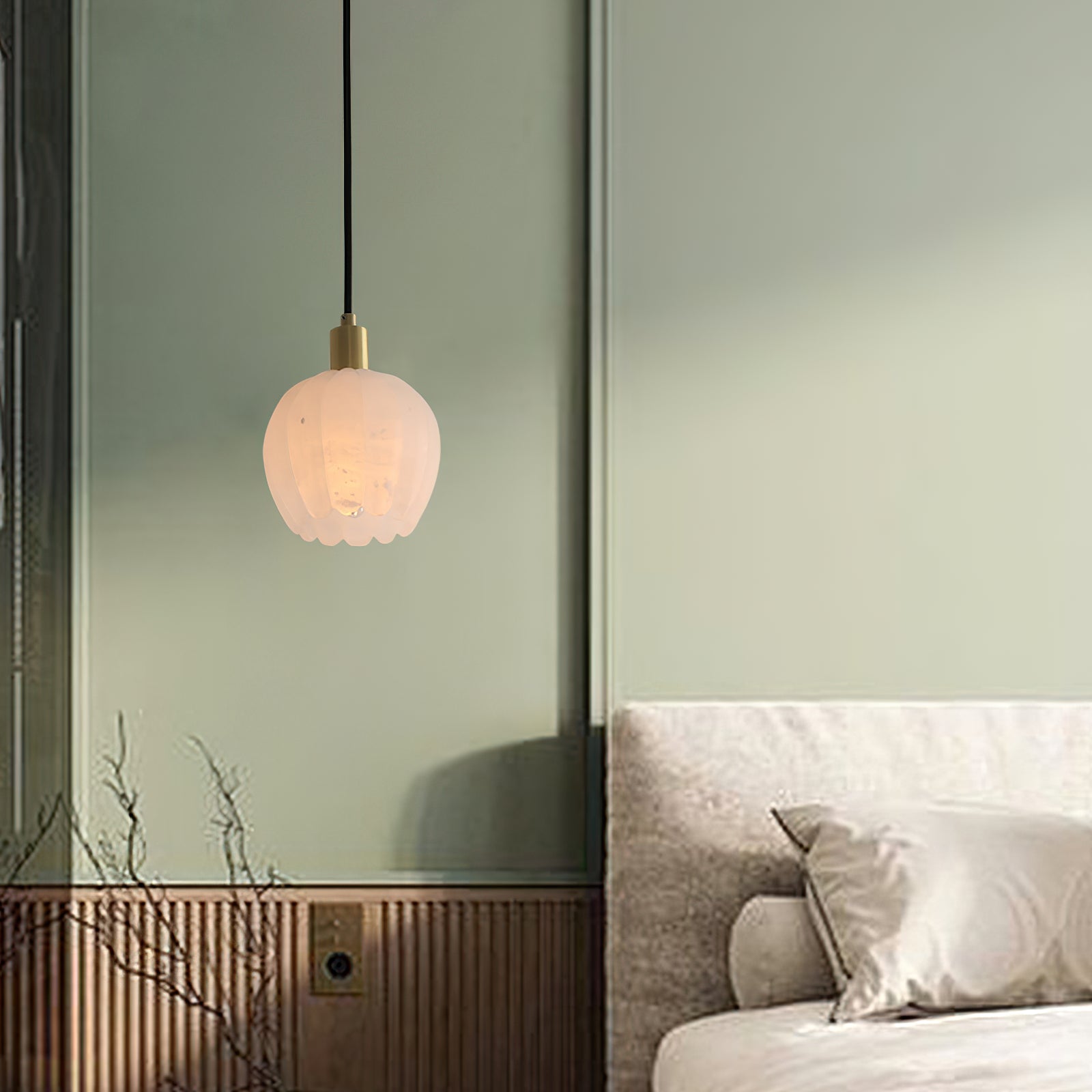 Freyza | Olraeos Brass Alabaster Brass Pendant Light – Kitchen Dining Room