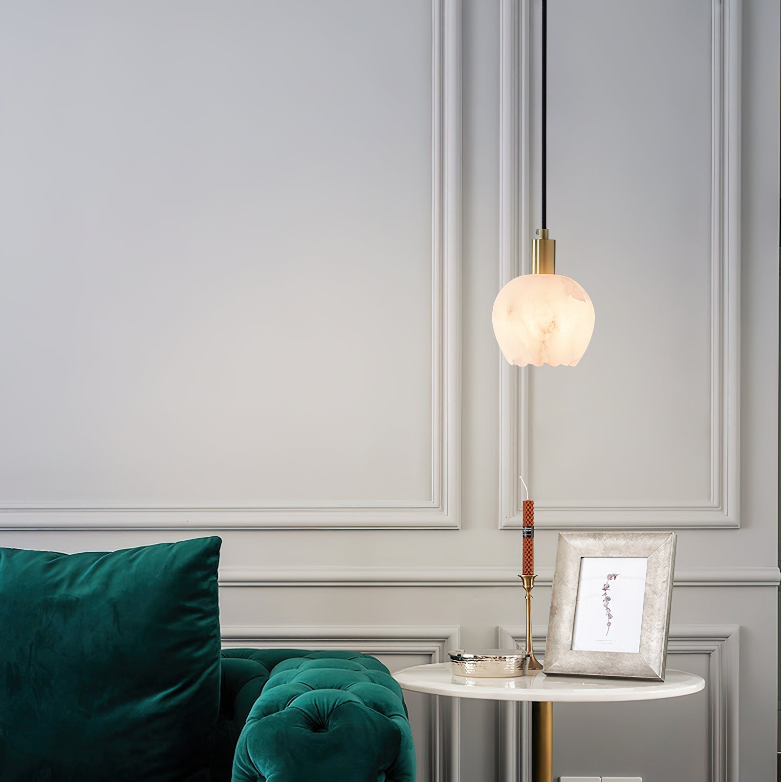 Freyza | Olraeos Brass Alabaster Brass Pendant Light – Kitchen Dining Room