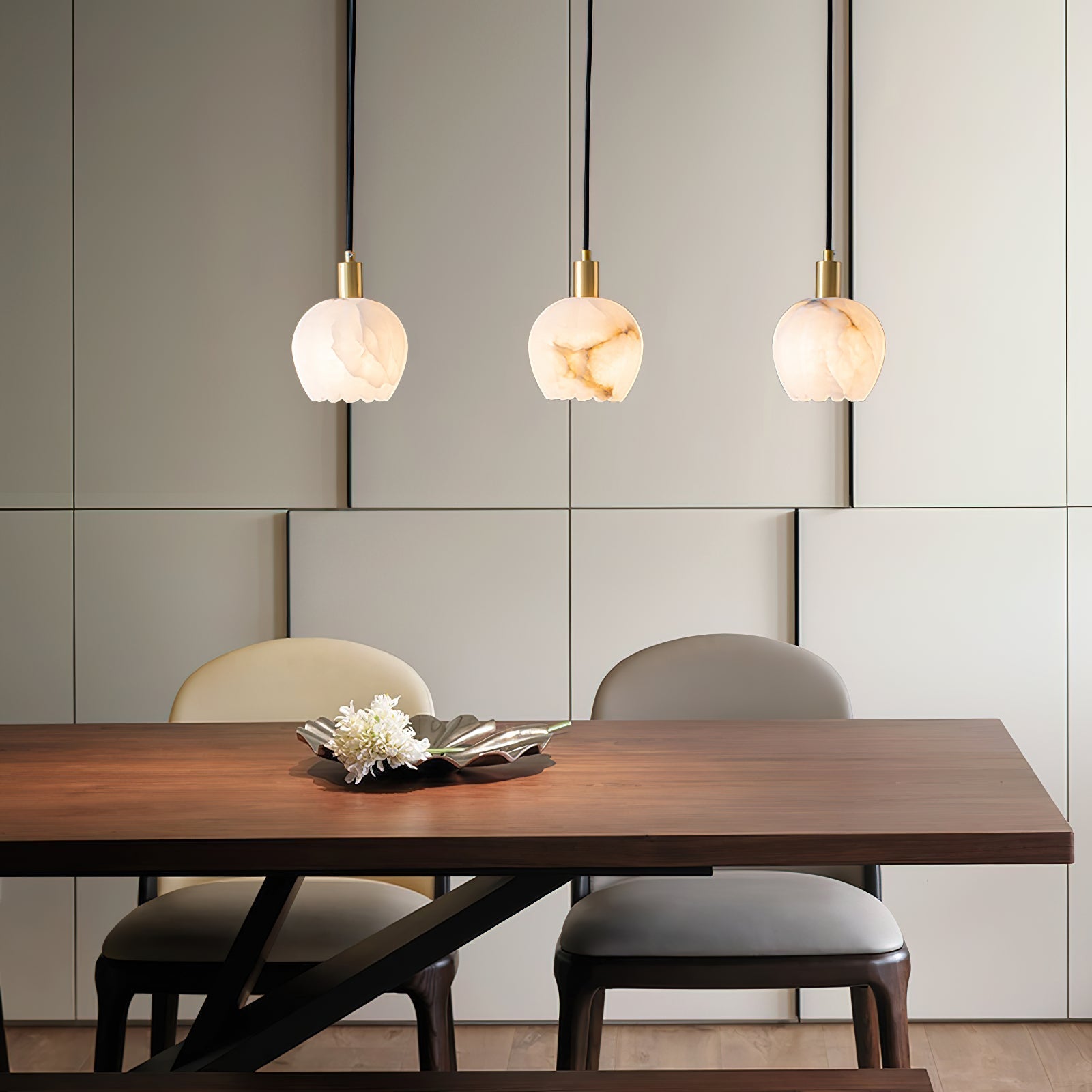 Freyza | Olraeos Brass Alabaster Brass Pendant Light – Kitchen Dining Room