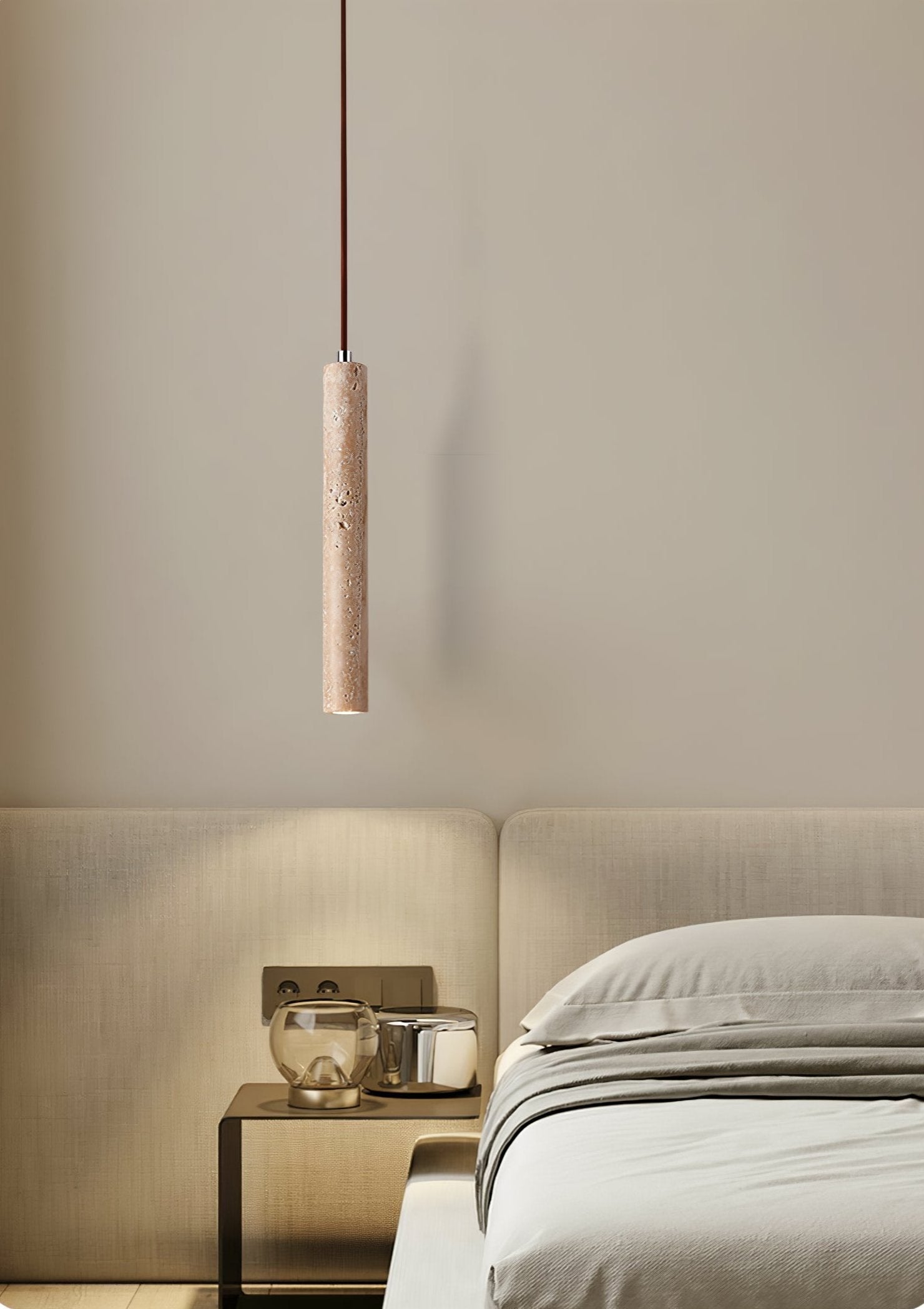 Suspension cylindrique en travertin Freyza | Olvynarae – Cuisine et salle à manger