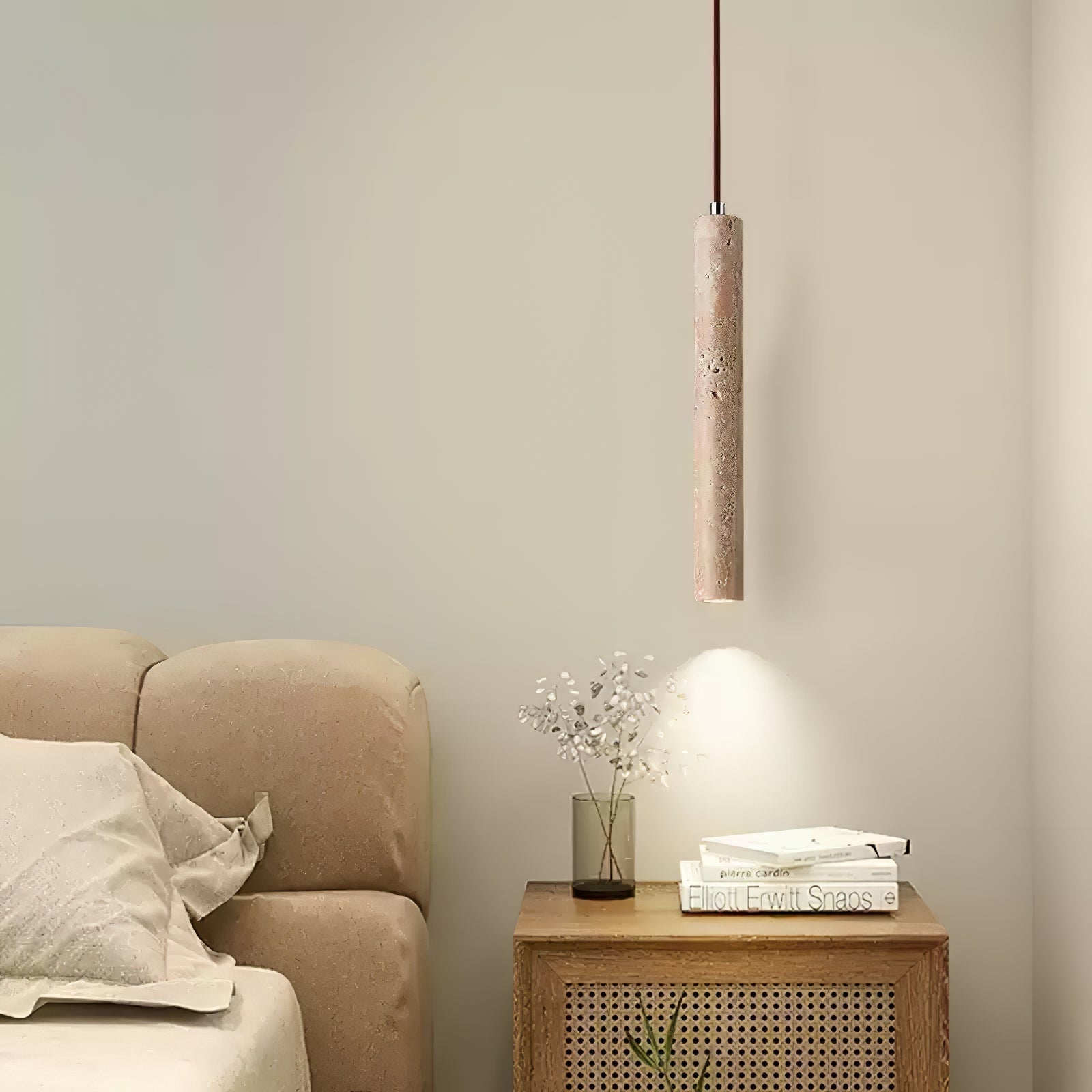Suspension cylindrique en travertin Freyza | Olvynarae – Cuisine et salle à manger