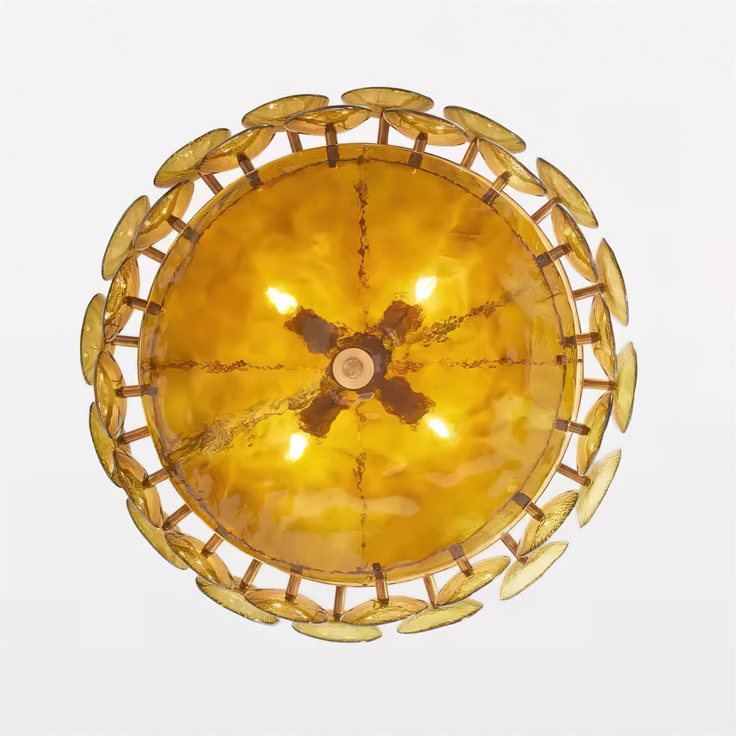 Freyza | Ventilateur, lustre en verre ambré – salle à manger, salon