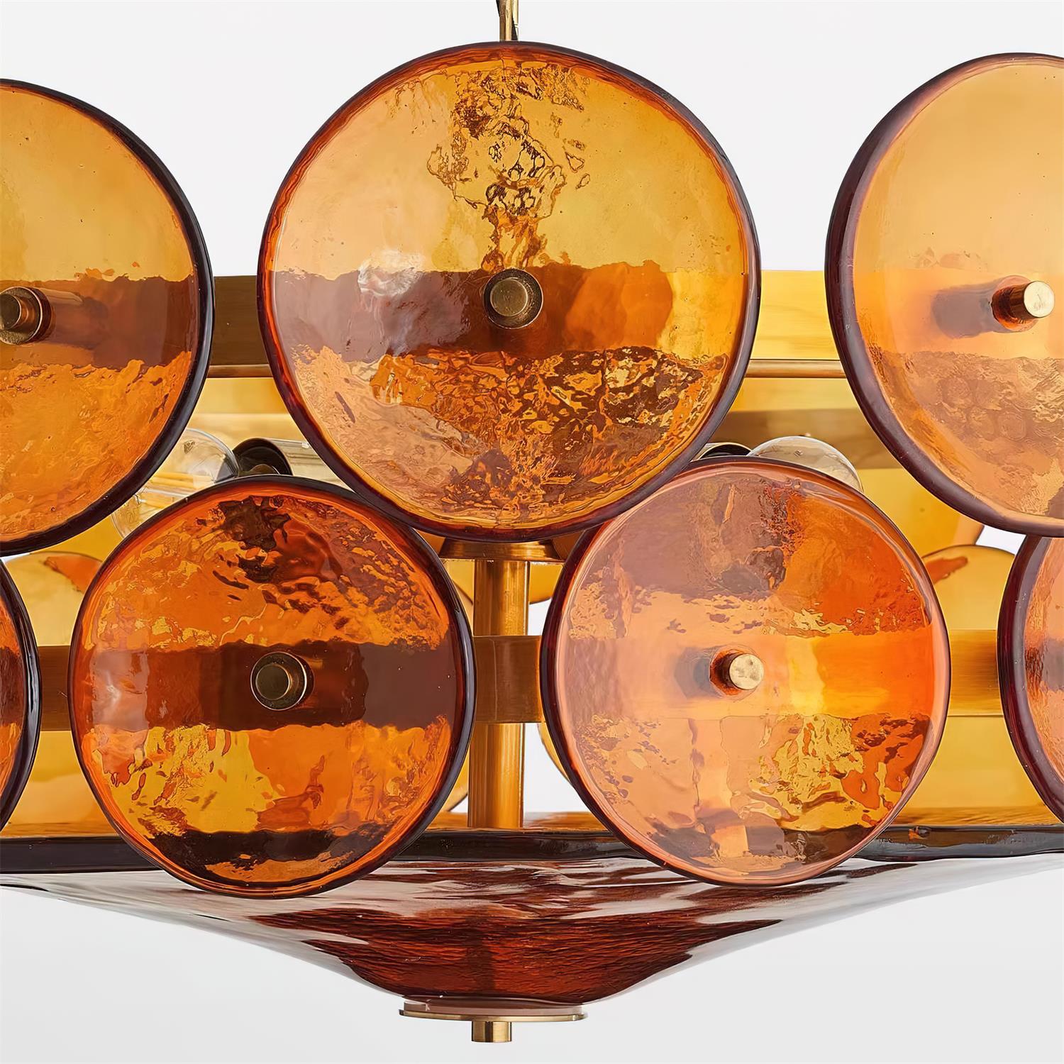 Freyza | Ventilateur, lustre en verre ambré – salle à manger, salon