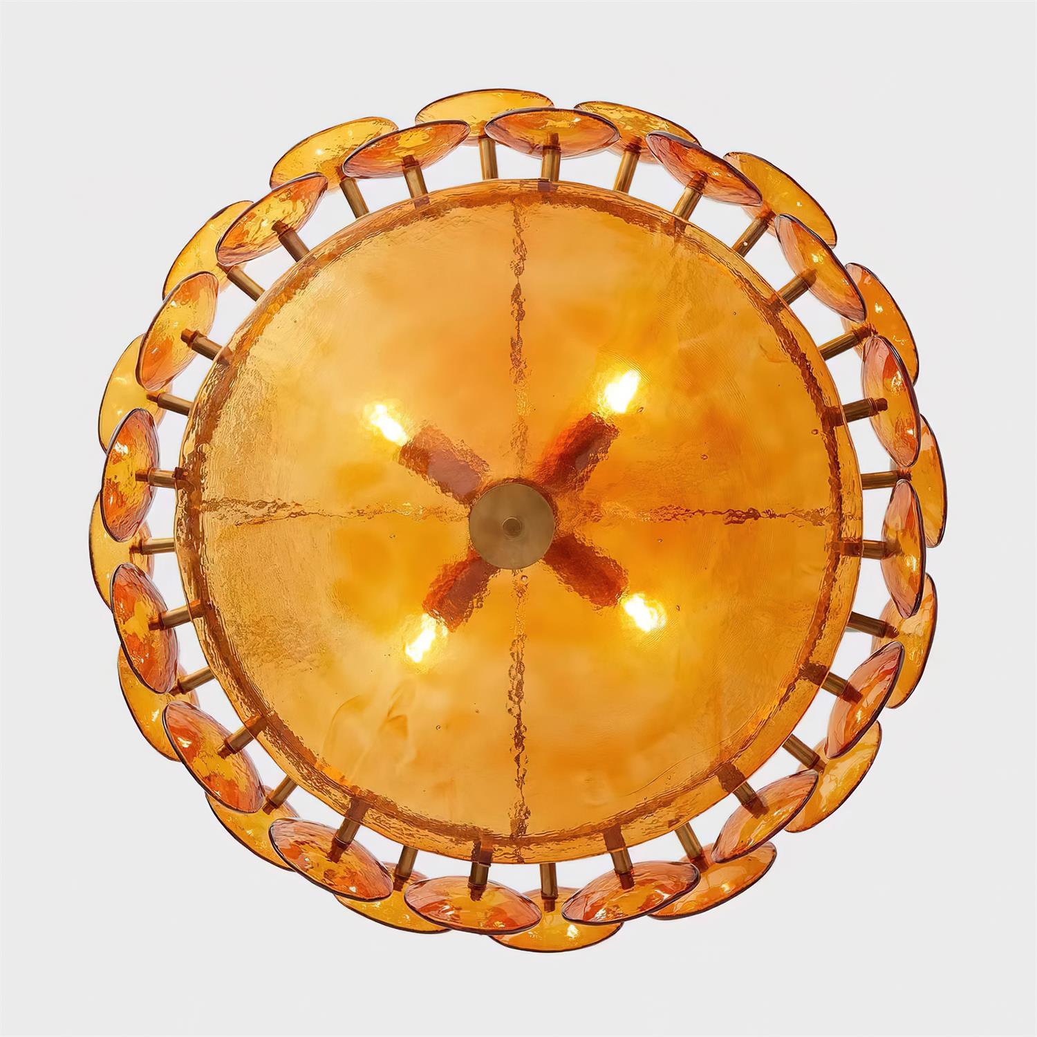 Freyza | Ventilateur, lustre en verre ambré – salle à manger, salon
