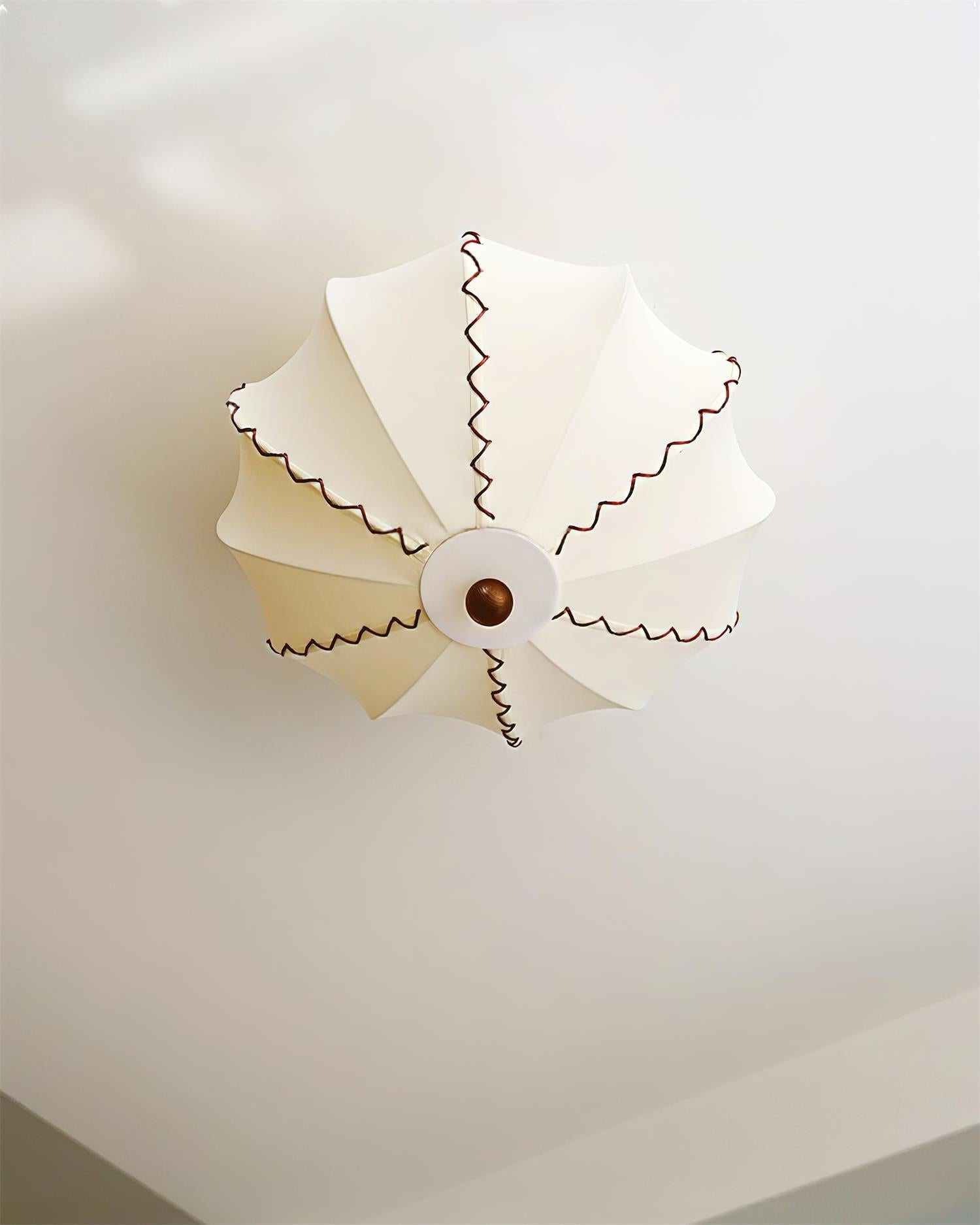 Freyza | Plafonnier en tissu beige et bois – Chambre, salon