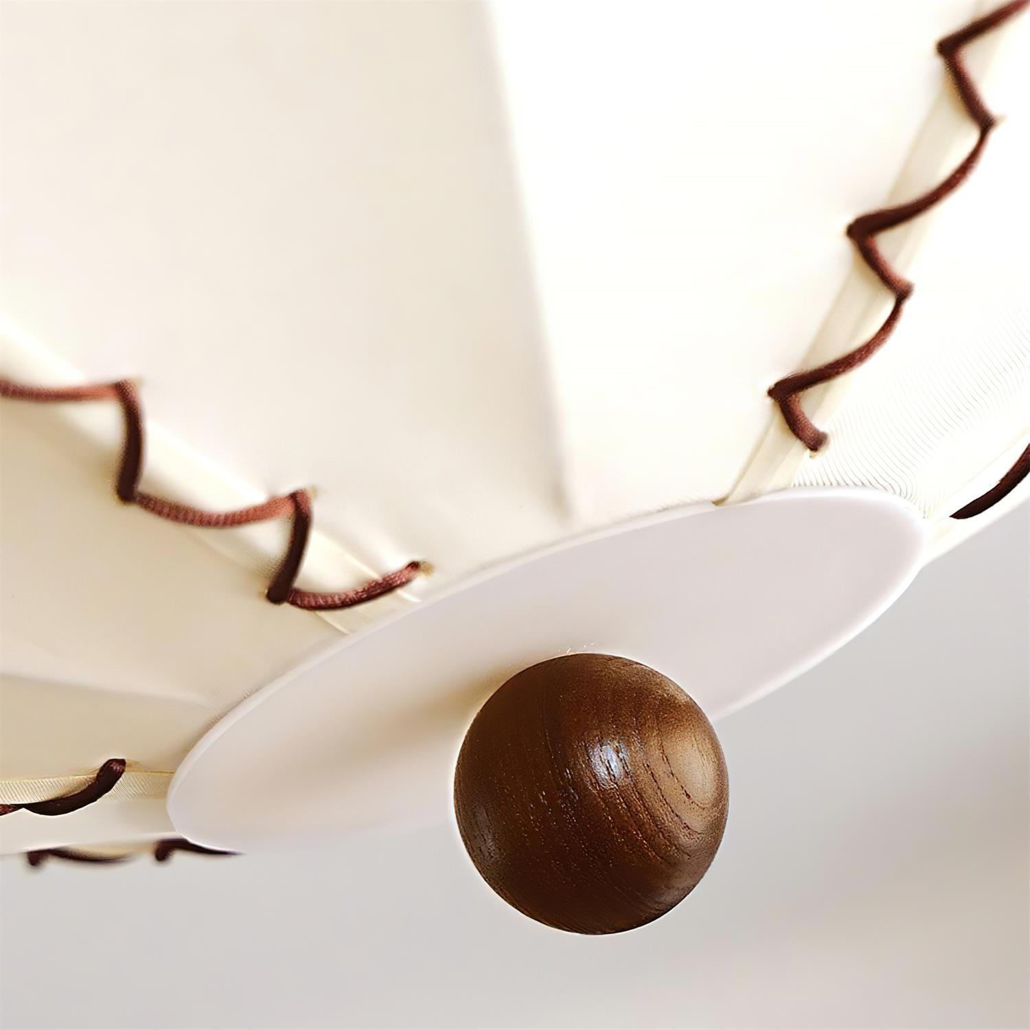 Freyza | Plafonnier en tissu beige et bois – Chambre, salon