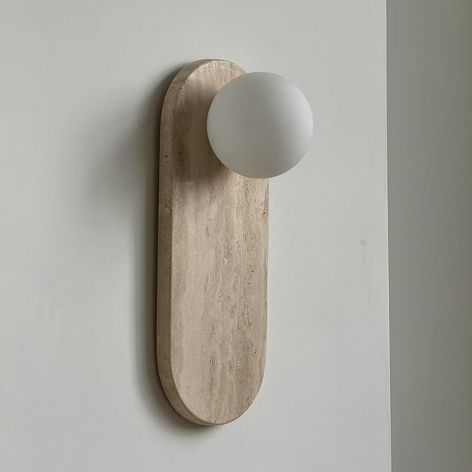 Freyza | Viphaor Beige Travertine Glass Wall Light – Bedroom Hallway