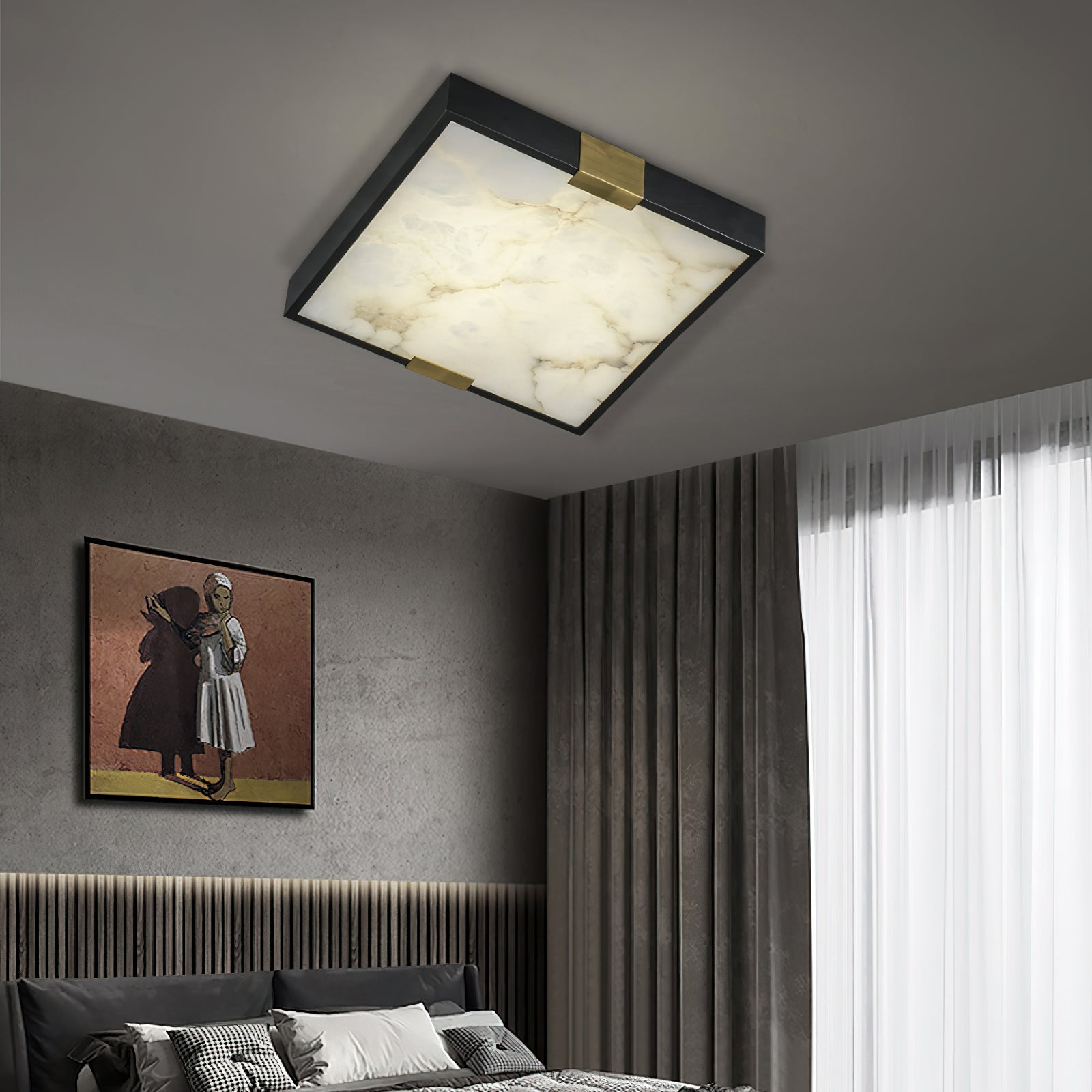 Freyza | Uphaara Alabaster Ceiling Ceiling Light – Bedroom Living Room