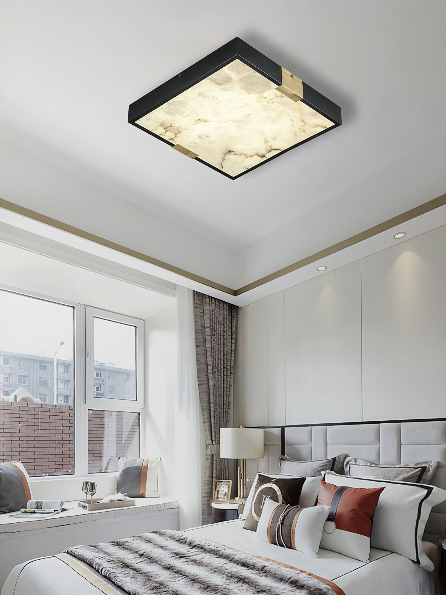 Freyza | Uphaara Alabaster Ceiling Ceiling Light – Bedroom Living Room