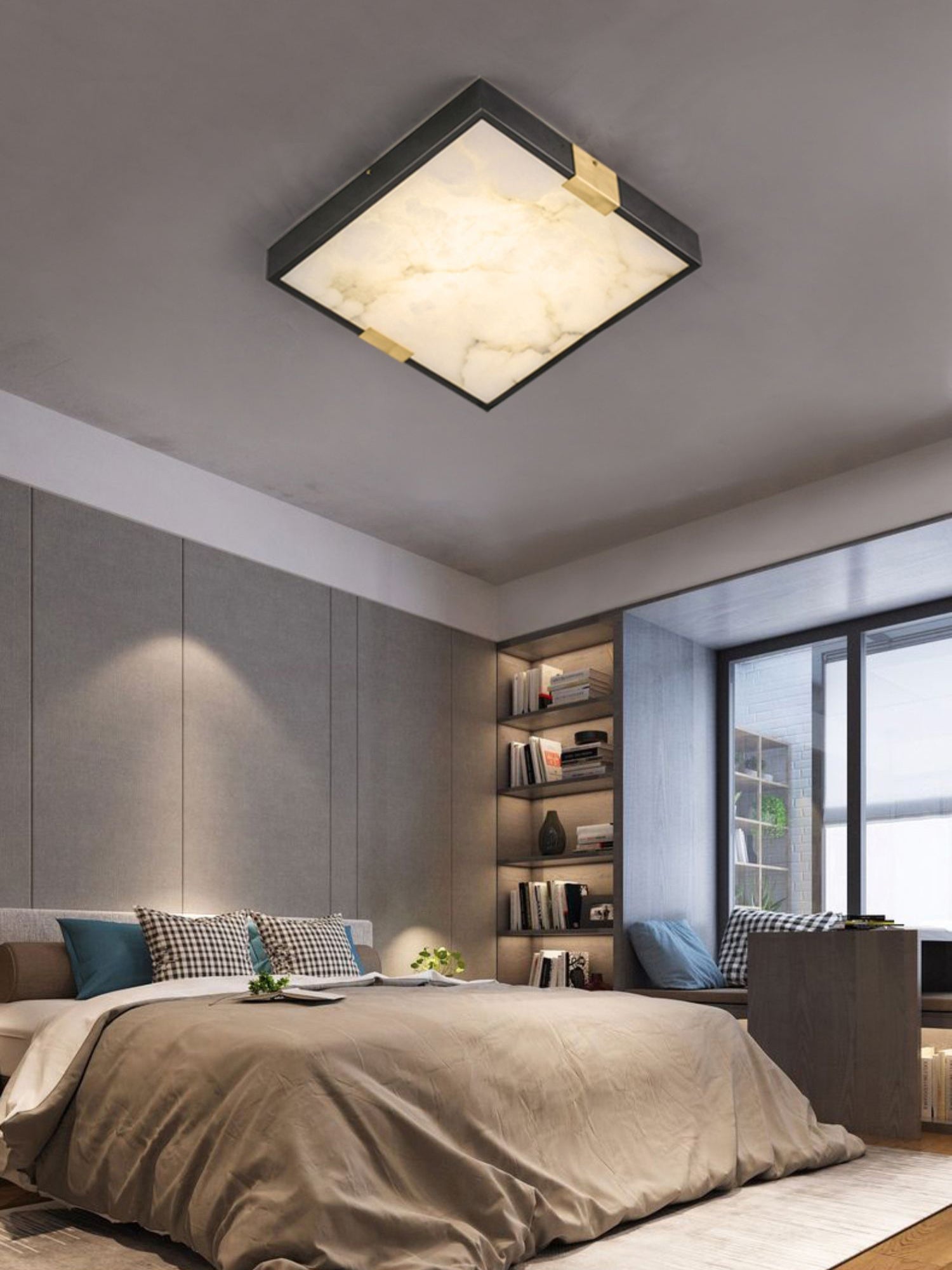 Freyza | Uphaara Alabaster Ceiling Ceiling Light – Bedroom Living Room