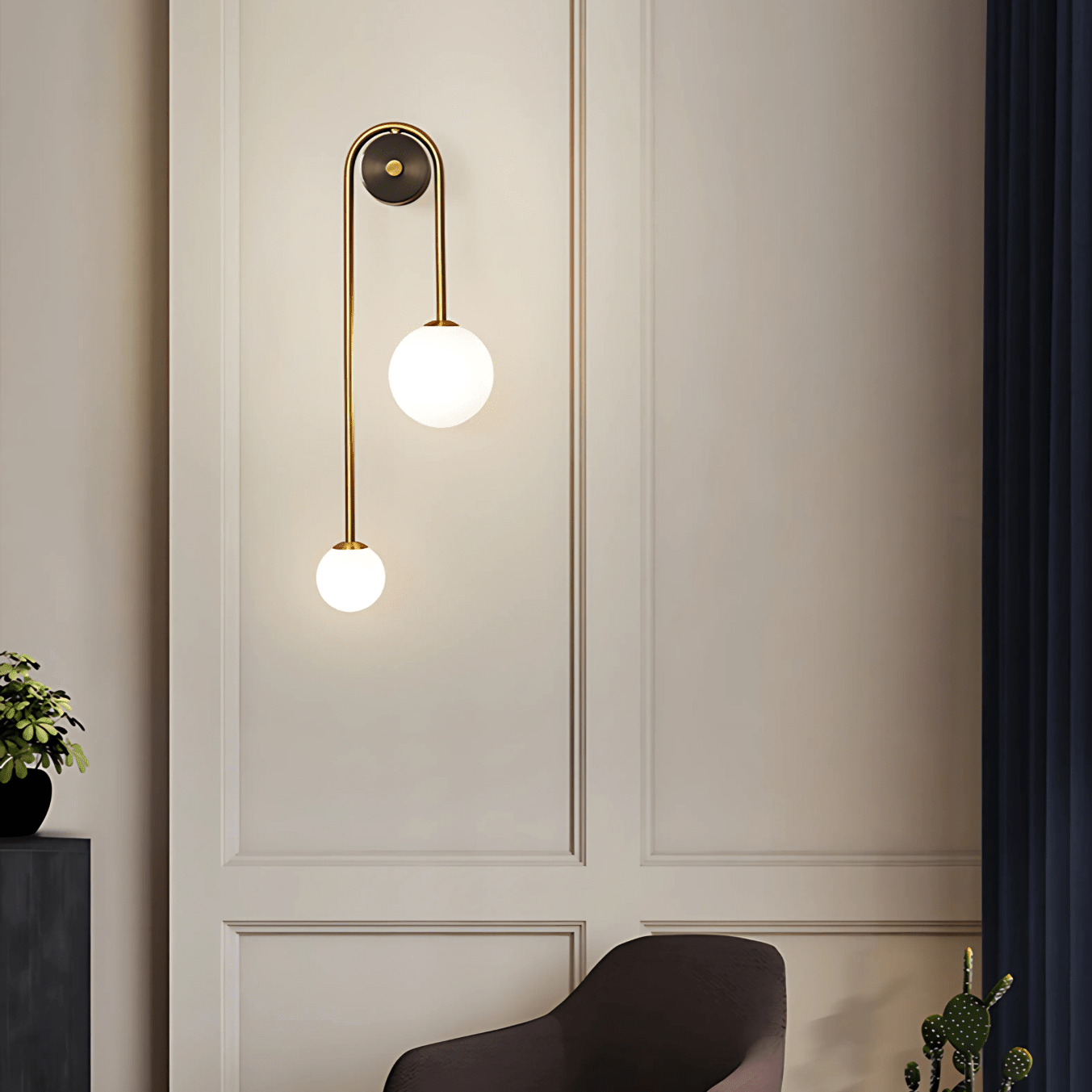 LuminaBrass | Elegant Sculptural Minimalist Wall Light Fixture 2