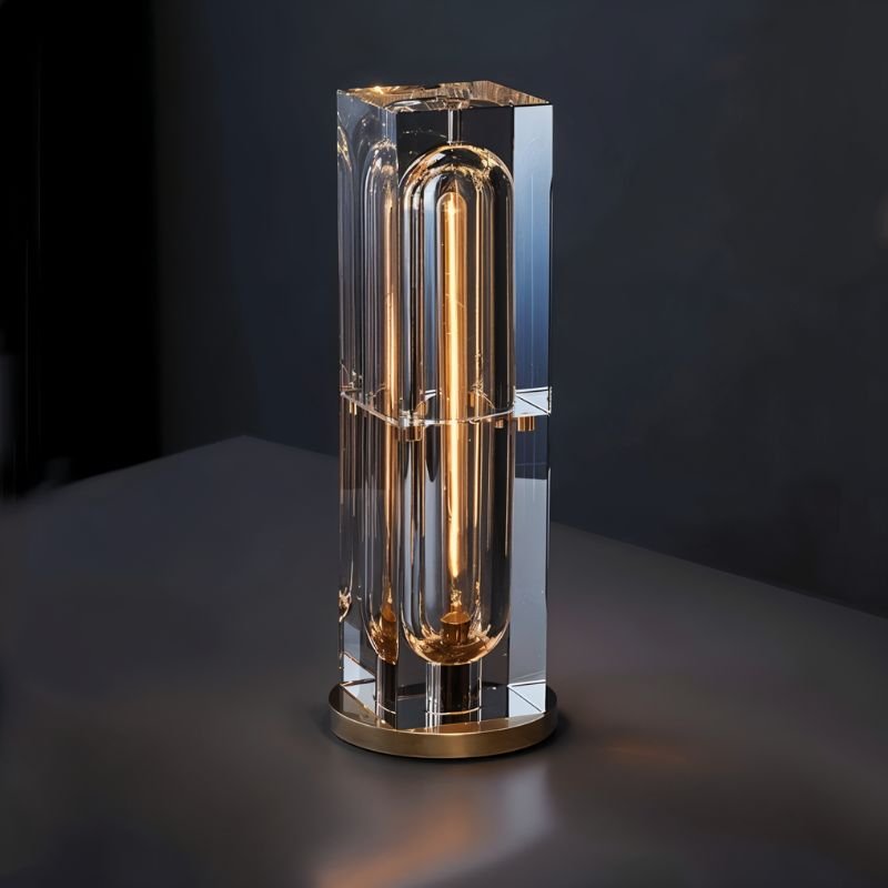 Luminara | Chic Minimalist Crystal Copper Table Lamp for Bedroom 0