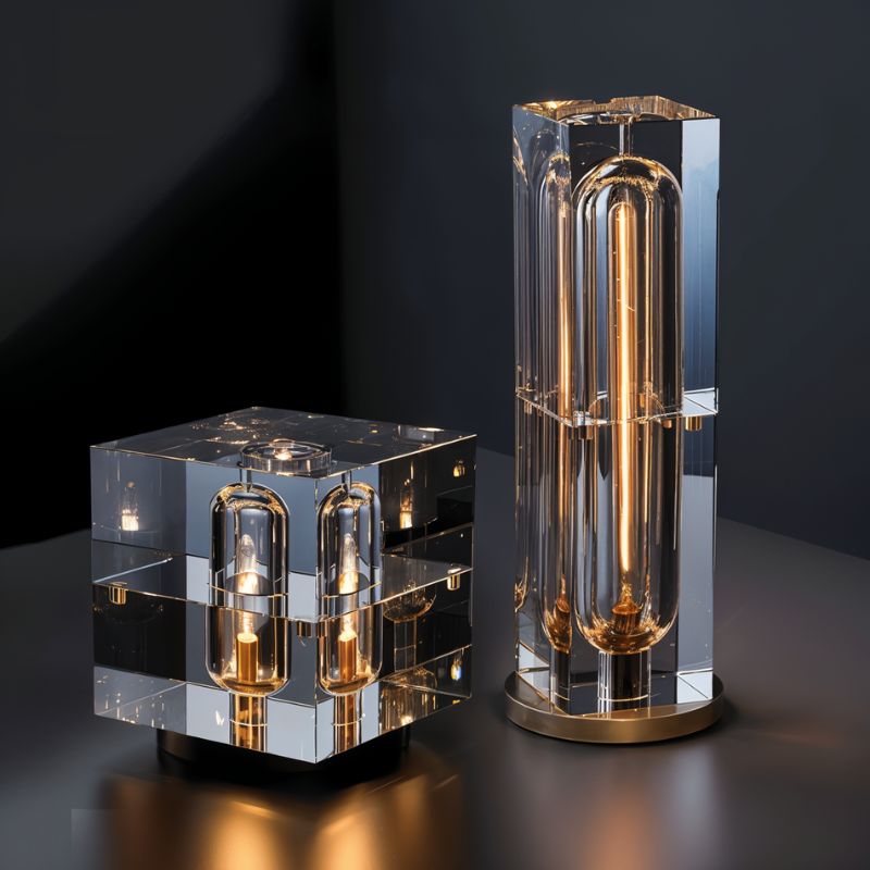 Luminara | Chic Minimalist Crystal Copper Table Lamp for Bedroom 3