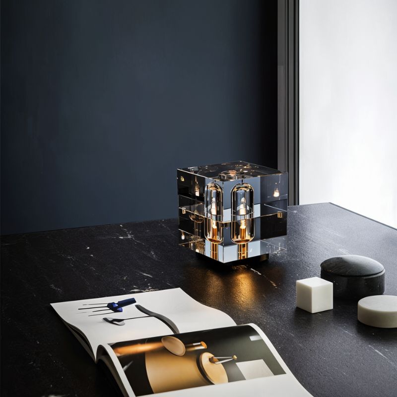 Luminara | Chic Minimalist Crystal Copper Table Lamp for Bedroom 4
