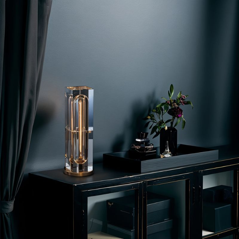 Luminara | Chic Minimalist Crystal Copper Table Lamp for Bedroom 5