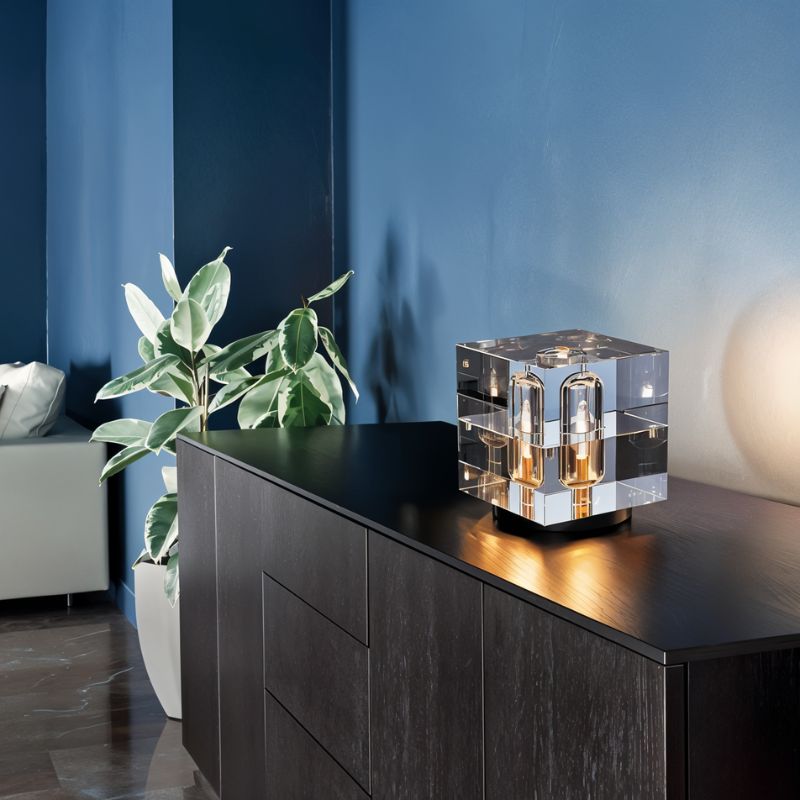 Luminara | Chic Minimalist Crystal Copper Table Lamp for Bedroom 7