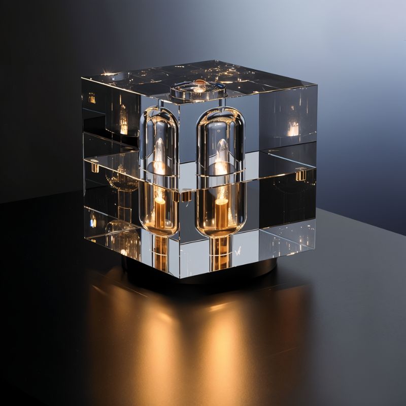 Luminara | Chic Minimalist Crystal Copper Table Lamp for Bedroom 9