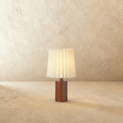 Luminara | Elegant Antique Brass and Wood Table Lamp for Living Room 0
