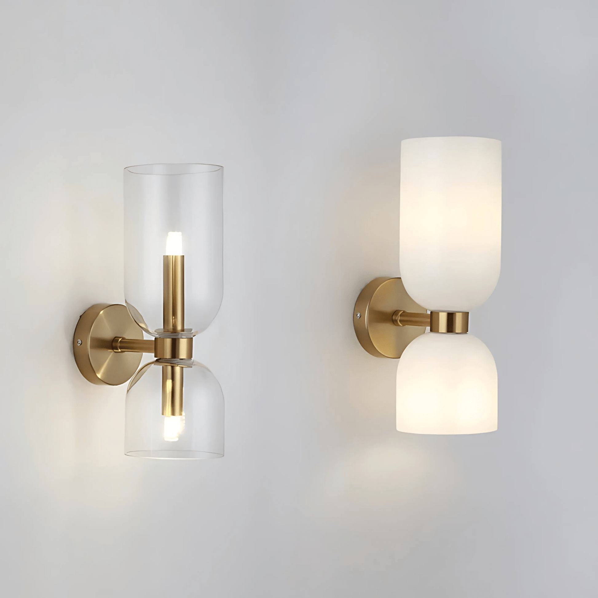 Luminara | Elegant Brass Dual Shade Wall Sconce Light Fixture 1