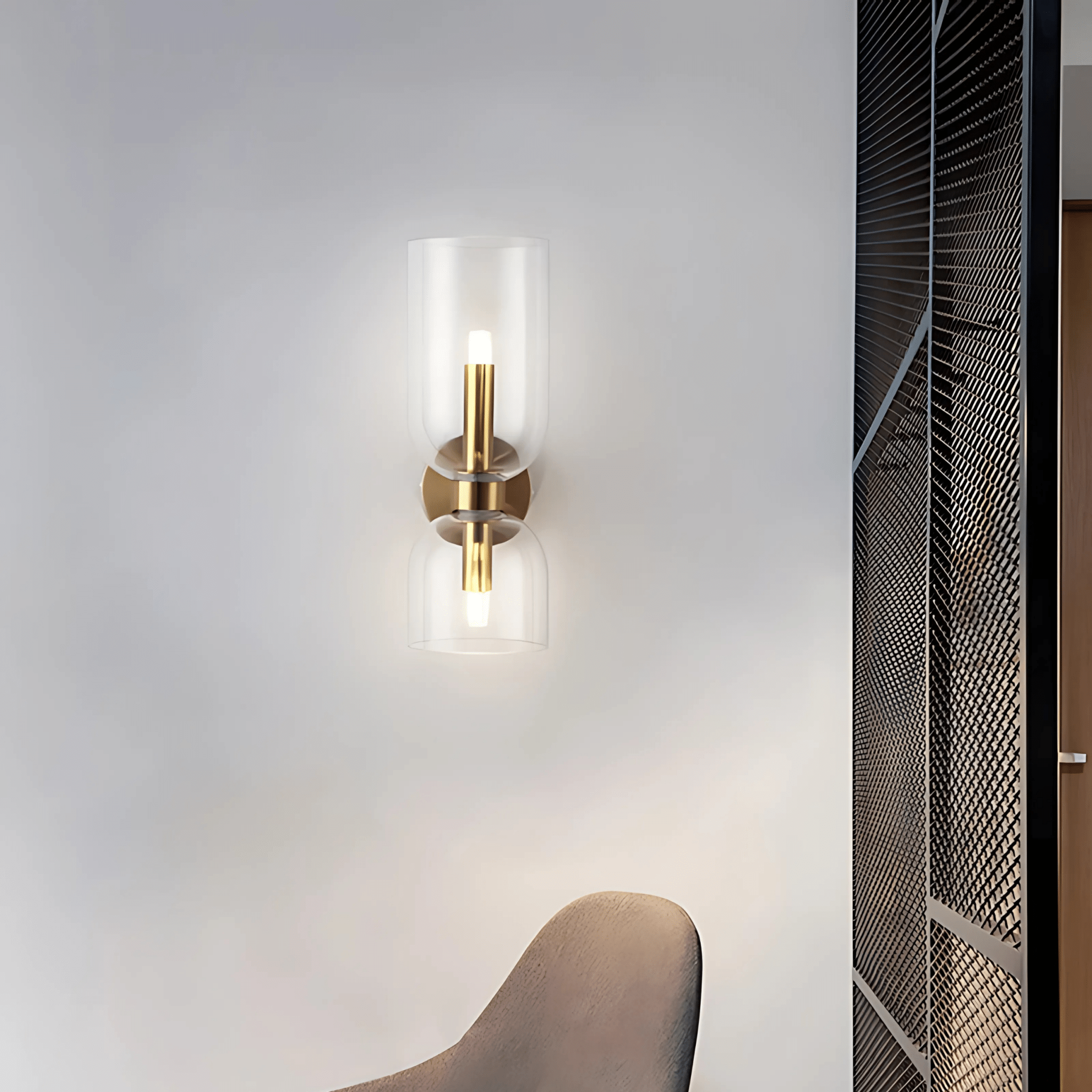 Luminara | Elegant Brass Dual Shade Wall Sconce Light Fixture 5