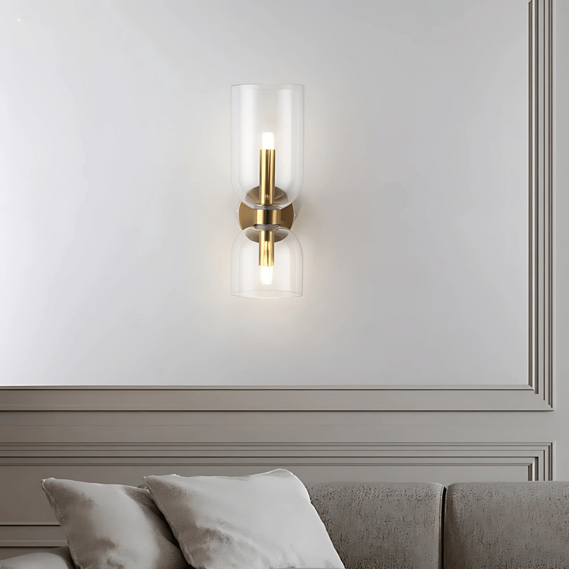 Luminara | Elegant Brass Dual Shade Wall Sconce Light Fixture 8