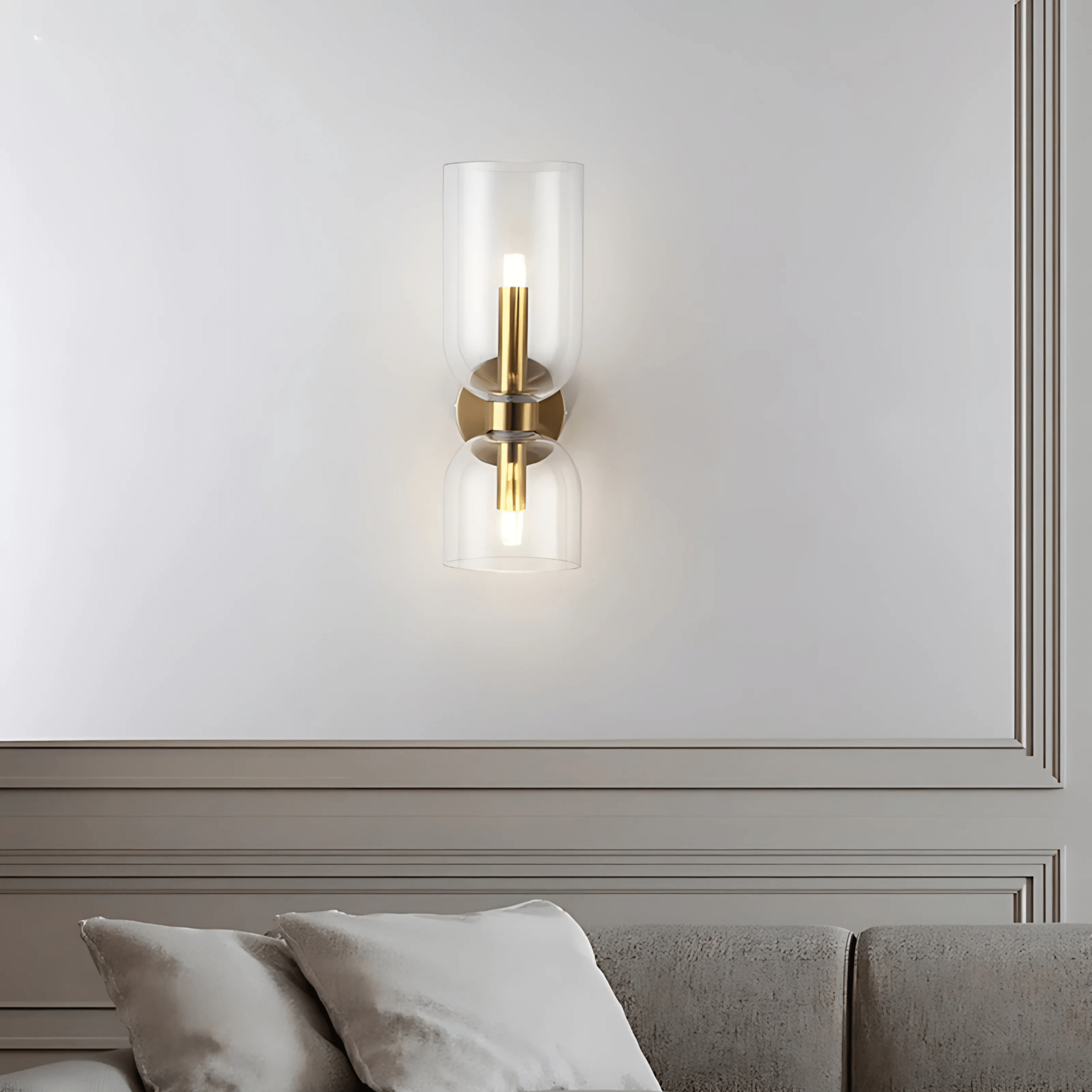Luminara | Elegant Brass Dual Shade Wall Sconce Light Fixture 8