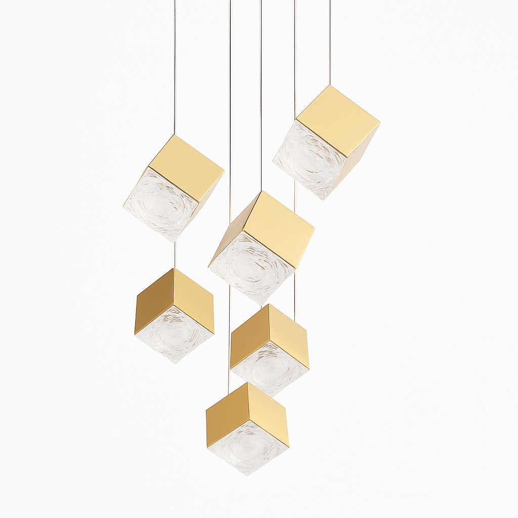 Freyza - Elegant Geometric Glass and Aluminum Chandelier