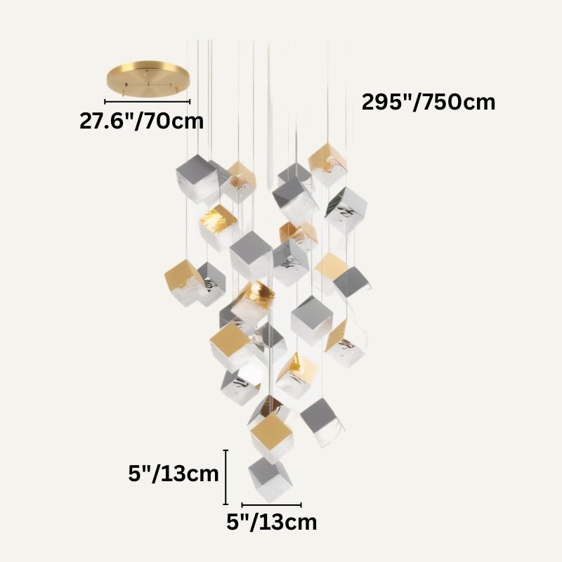 Freyza - Elegant Geometric Glass and Aluminum Chandelier