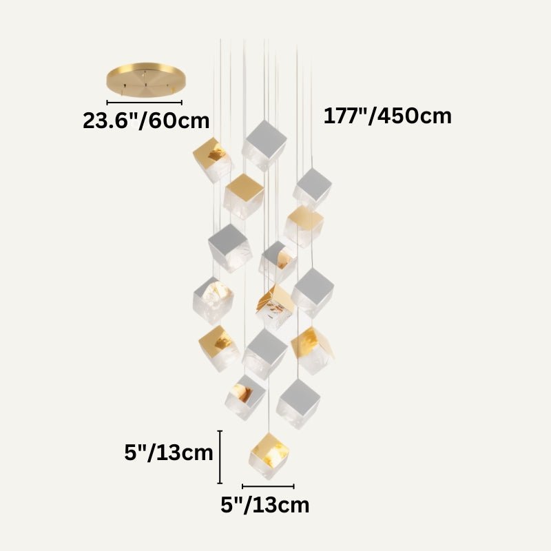 Freyza - Elegant Geometric Glass and Aluminum Chandelier