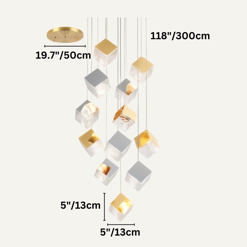 Freyza - Elegant Geometric Glass and Aluminum Chandelier
