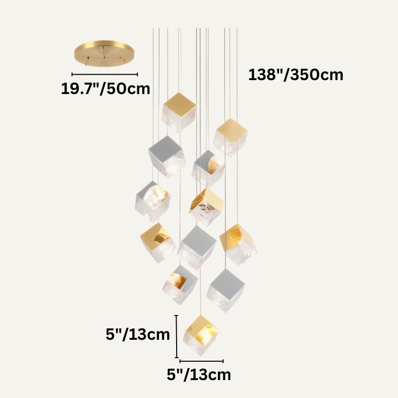 Freyza - Elegant Geometric Glass and Aluminum Chandelier