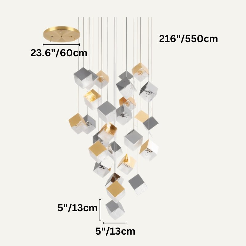 Freyza - Elegant Geometric Glass and Aluminum Chandelier