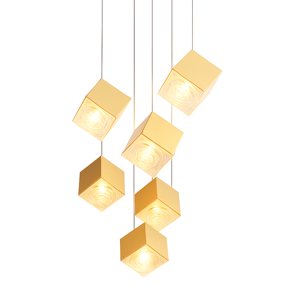 Freyza - Elegant Geometric Glass and Aluminum Chandelier