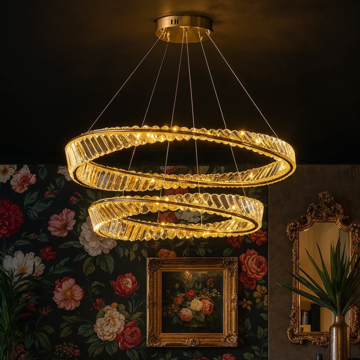 Freyza - Luminara | Elegant Modern 2-Tier Crystal Chandelier Light Fixture