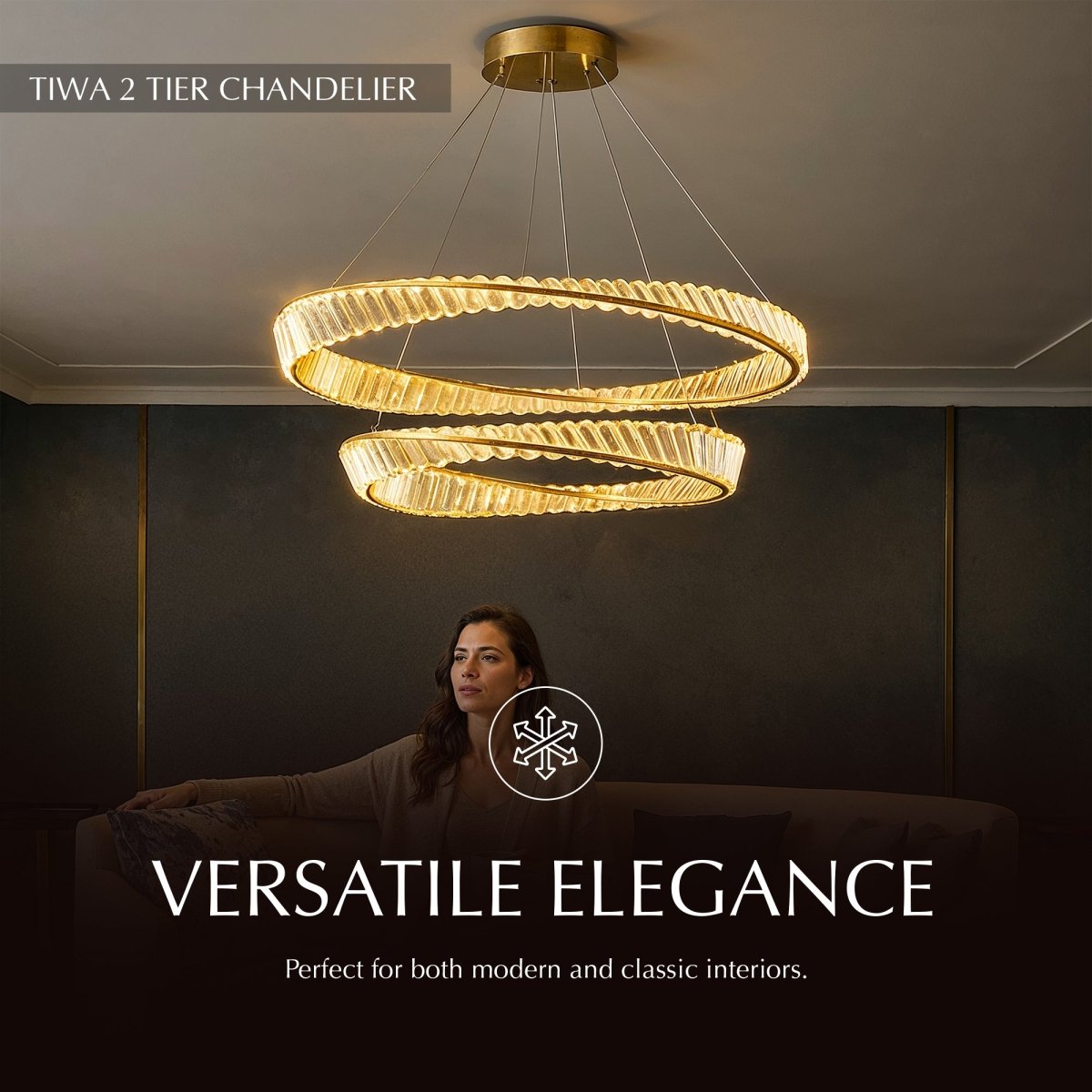 Freyza - Luminara | Elegant Modern 2-Tier Crystal Chandelier Light Fixture