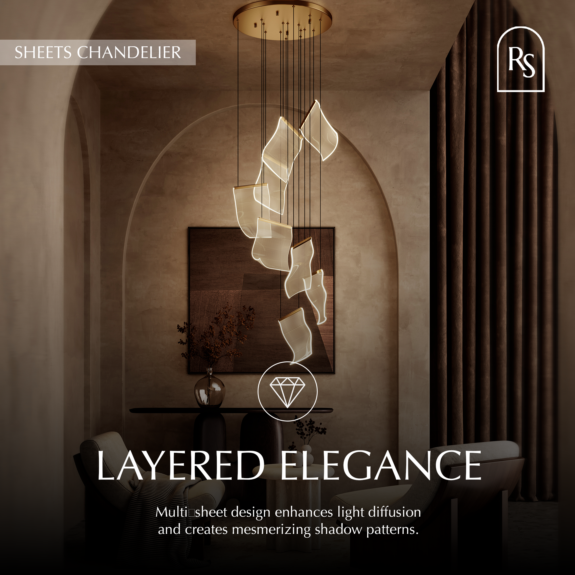 Freyza - Luminara | Elegant Modern Acrylic Sheets Chandelier Fixture
