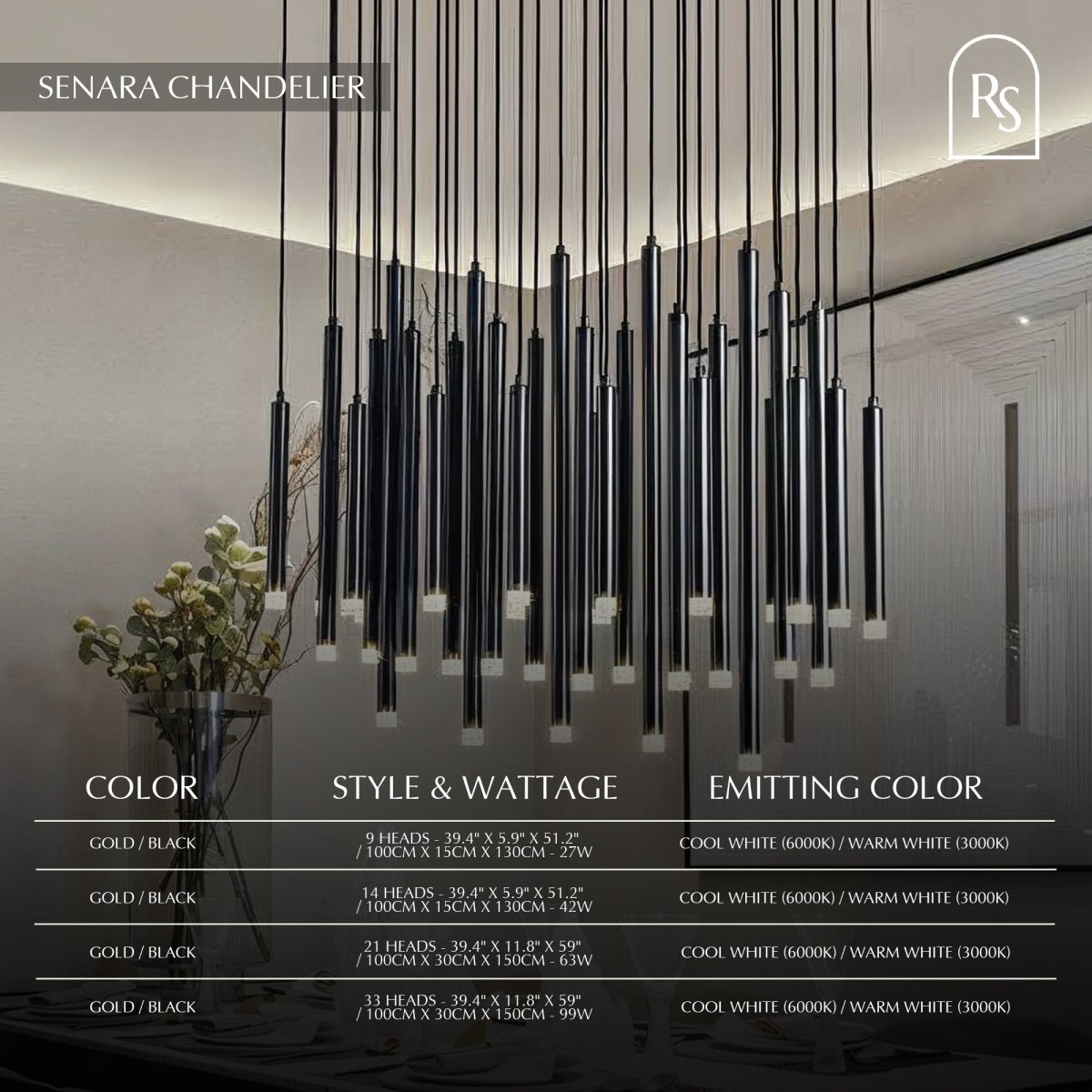 Freyza - Luminara | Elegant Modern Aluminum Pendant Chandelier