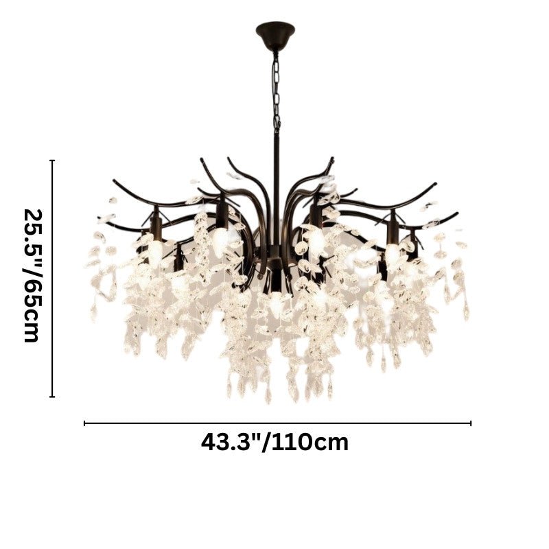 Freyza - Luminara | Elegant Modern Black Crystal Ceiling Chandelier for Dining Room