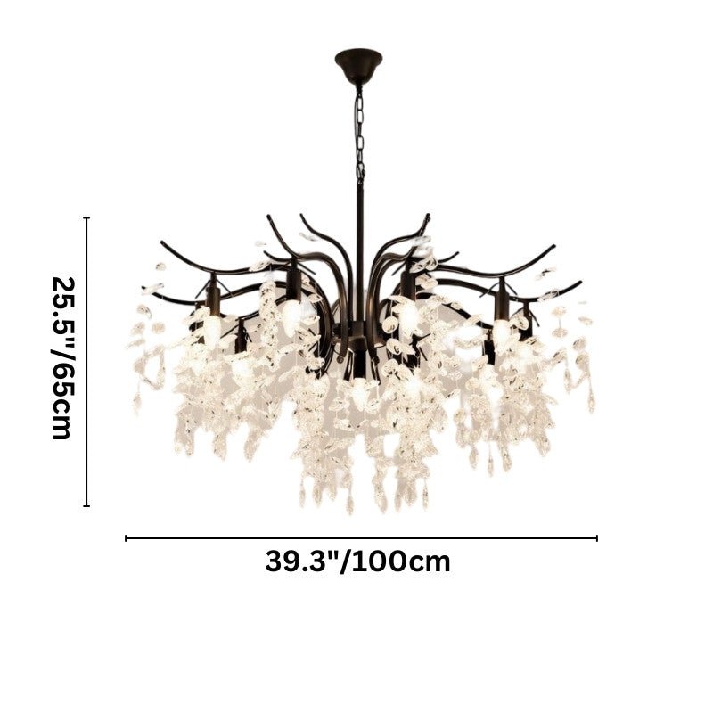 Freyza - Luminara | Elegant Modern Black Crystal Ceiling Chandelier for Dining Room