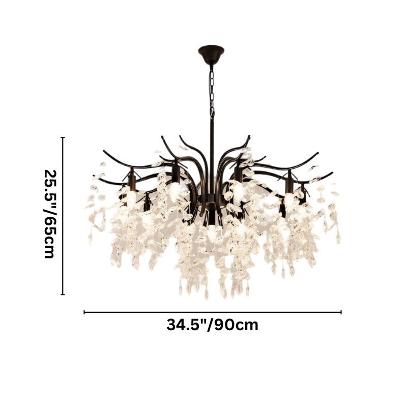 Freyza - Luminara | Elegant Modern Black Crystal Ceiling Chandelier for Dining Room