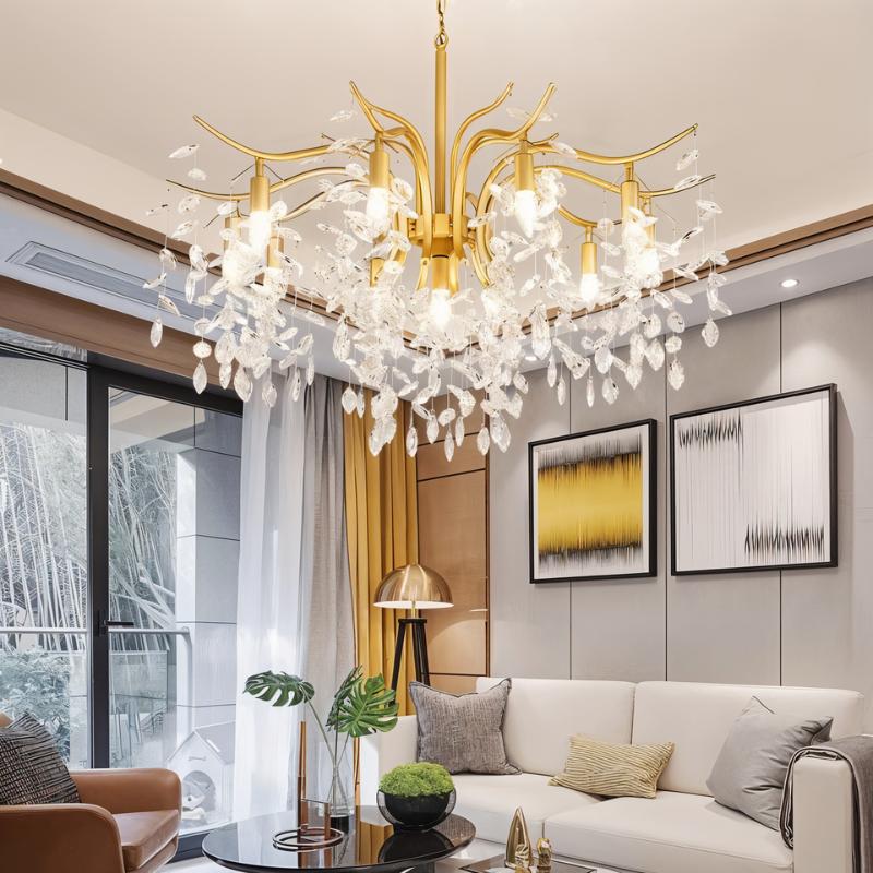 Freyza - Luminara | Elegant Modern Black Crystal Ceiling Chandelier for Dining Room
