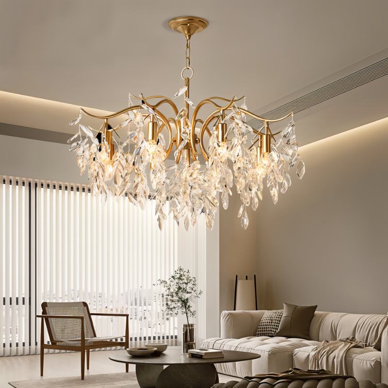 Freyza - Luminara | Elegant Modern Black Crystal Ceiling Chandelier for Dining Room