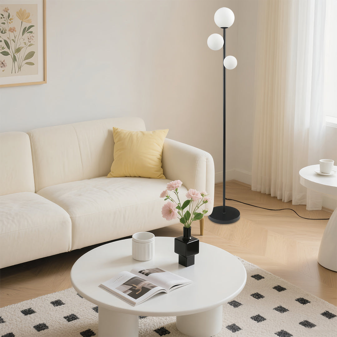 Luminara | Elegant Modern Black and Gold Floor Lamp with 3-Light Design 1