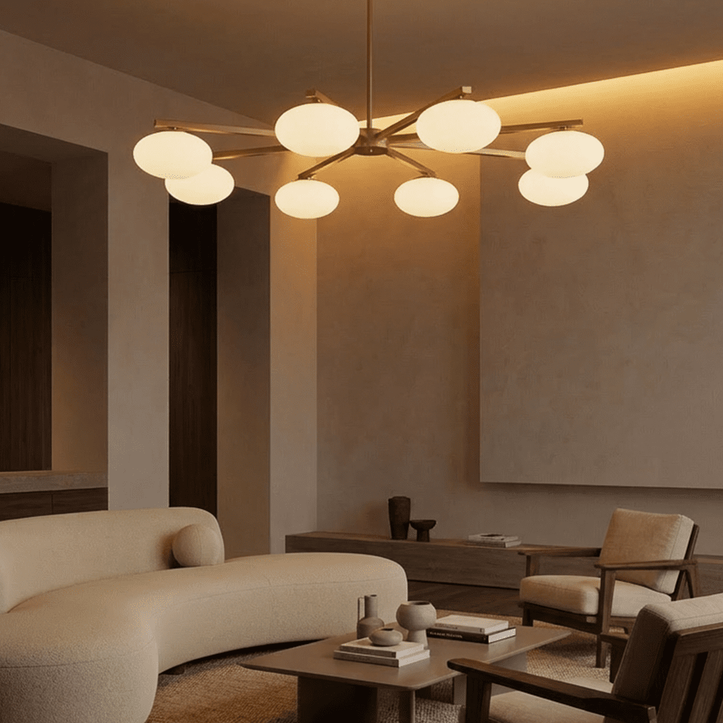 Freyza - Elegant Modern Copper Glass Dining Room Chandelier Light