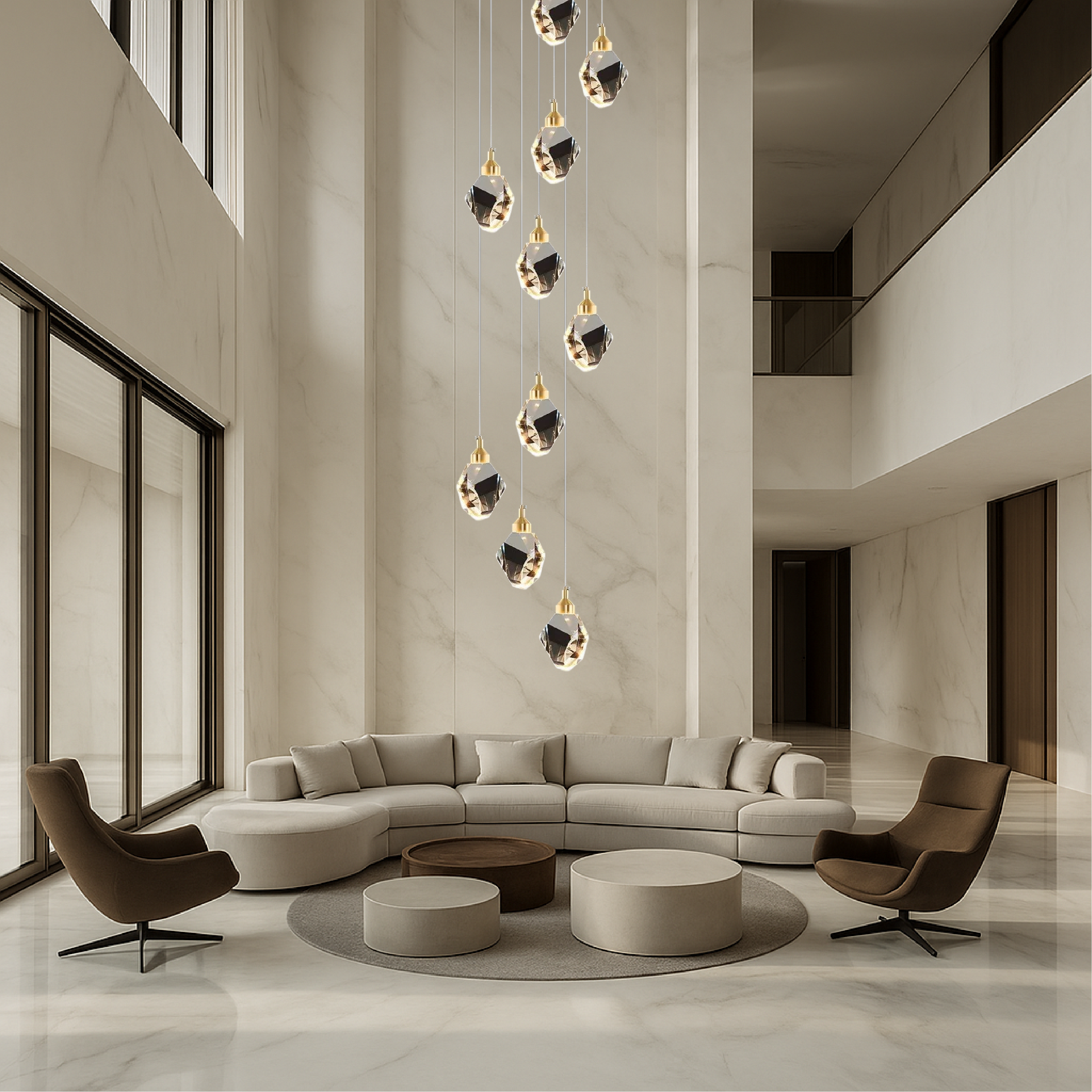 Freyza - Luminara | Lustre moderne élégant en cristal à 10 têtes pour escalier