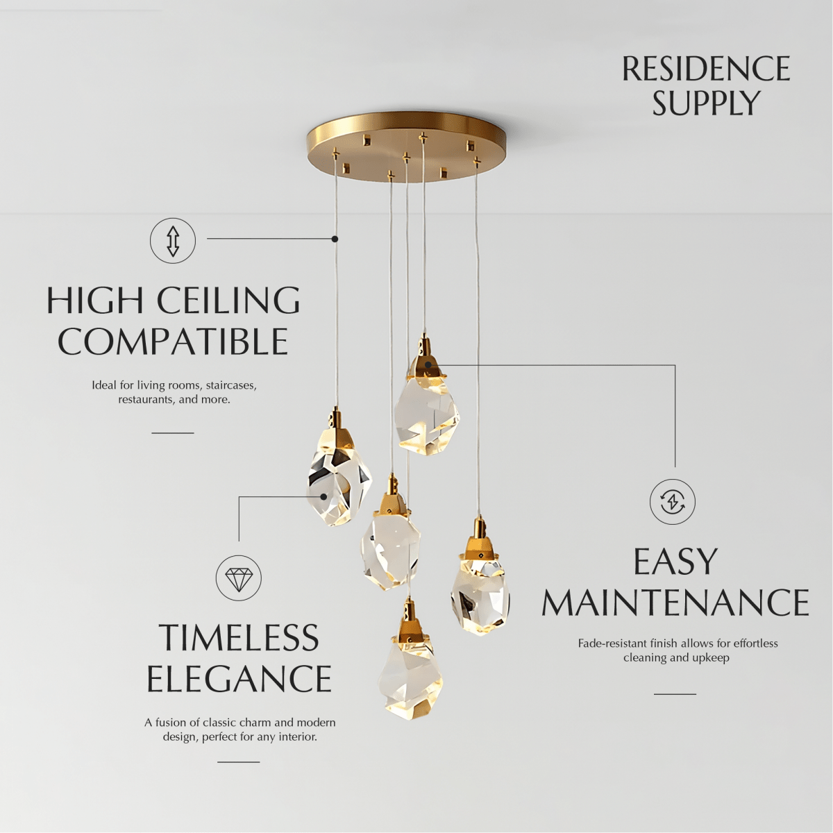 Freyza - Elegant Modern Crystal Chandelier Light Fixture